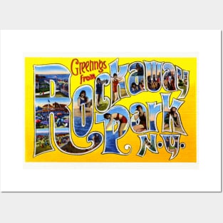 Greetings from Rockaway Park, New York - Vintage Large Letter Postcard Posters and Art